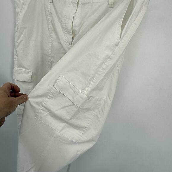 Chicos 2.5 Cargo Crop Pants size Large/14 White Stretch Cotton Resort - Picture 5 of 12